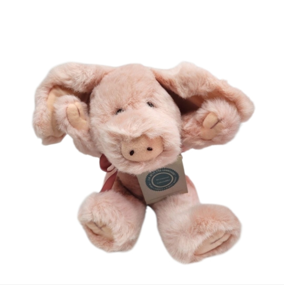 Vintage Boyd's Bears 12" Rosie O Pigg Plush Stuffed Pig Jointed Peach/Dusty Rose